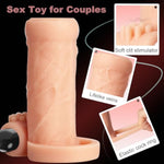 3In1 Vibrating Penis Sleeve Enlarger With Rechargeable Clitoral Vibrator,10 Vibration Modes Couple Sex Toys,Girth Enhancer Extender For Men With Elastic Cock Ring To Enhance Hardness Delay Ejaculation