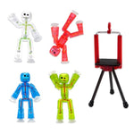 Stikbots, Set Of 4 Clear Stikbot Poseable Action Figures And Mobile Phone Tripod, Stop Motion Animation Toys, Great For Kids Ages 4 And Up