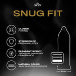 Snug Fit Condoms - 12 Count - Lubricated Latex-Free Condoms, Skin-On-Skin Feeling With Closer Fit