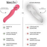 Adam And Eve Intimate Curves Powerful Silicone Vibrator Wand Massager, Waterproof Clitoral Stimulator 7.75 Inches, 10 Speed Rechargeable Magic Massager For Women, Adult Toy For Couples, Pink Finish