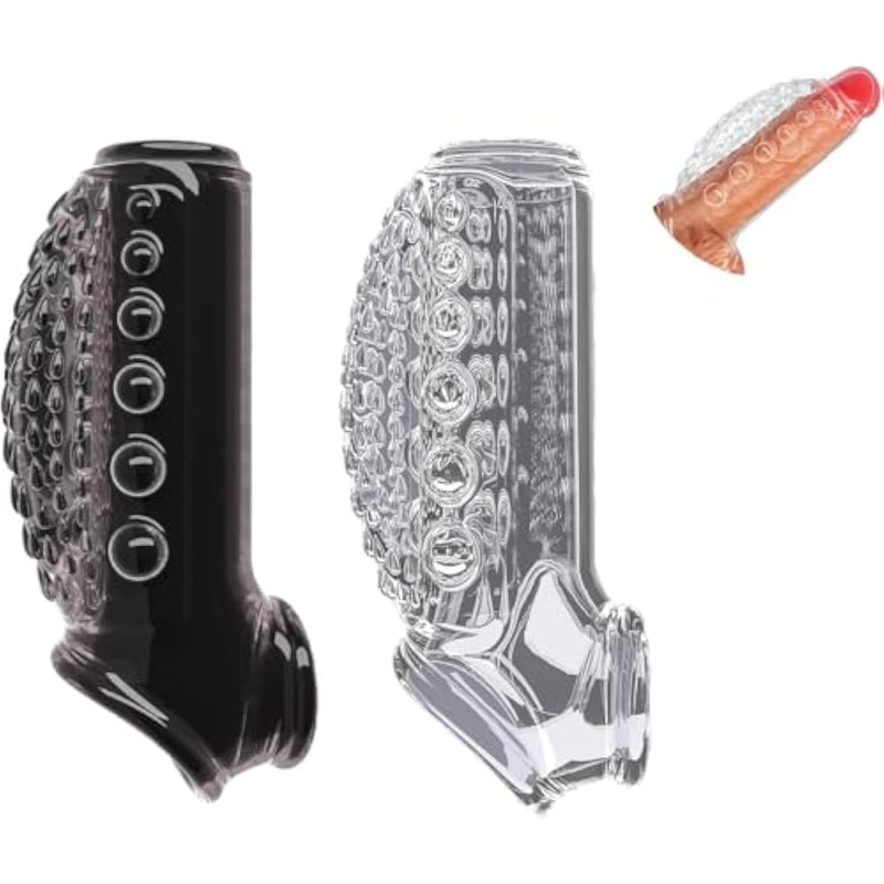 Penis Sleeve Pack Of 2, Reusable Penis Enlarger Cock Extender Sheath Thicken Cock Condom With Penis Ring Adult Sex Toys For Men Couples