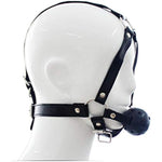 Leather Bondage With 1.77 Inch Mouth Gag Adjustable Head Harness Bdsm Fetish Slave Restraints For Men Women Couple(Black)