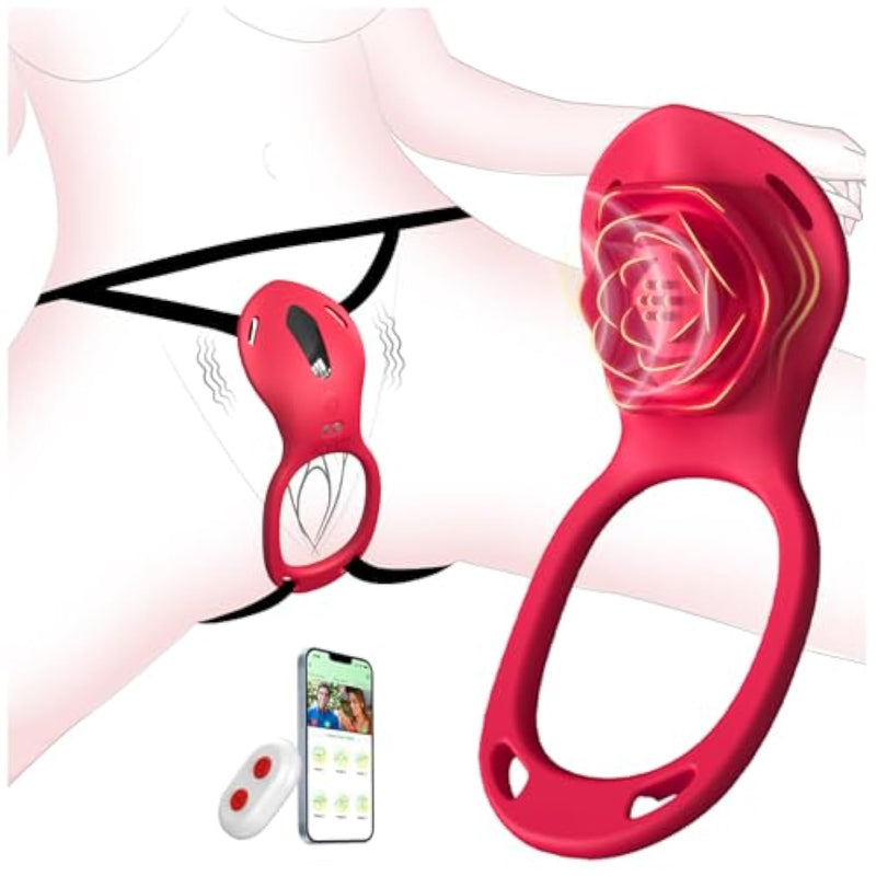 Couples Rose App Remote Control Wearable Vibrator, Couple Women Adult Sex Toys Games For Men, Hands Free Panty Clitoris Vibrator Vibrating Cock Ring, Bdsm Female Sex Toy Clitoral Stimulator