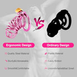 Chastity Cage - Male Chastity Devices With Chastity Belt, 3 Sizes Rings (1.57", 1.77", 1.97"), 2 Keys & 1 Lock, Purple Cock Cage, Large Stainless Steel Penis Bondage Restraints Bdsm Sex Toy For Men