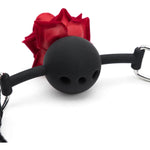 Black Leather Silicone Open Mouth Gag Ball With Rose Flower Mouth Pkug For Women Adult Play Mouth Sex Couple