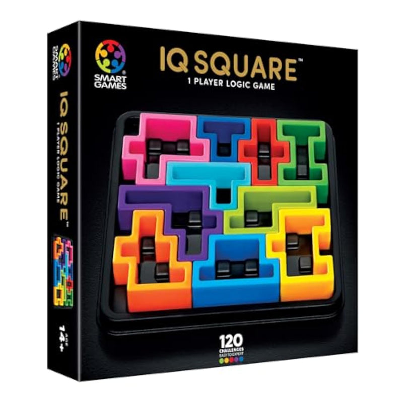 SmartGames IQ Deluxe: Square - The New IQ Series for Ages 14 - Adult with 120 Challenges Featuring a Larger Display and Travel Case