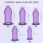 Anal Plug Set 5 Pcs Soft Silicone Butt Plugs Hollow Anal Dilator Adult Anal Trainer Anales Sex Toys Bondage Kit For Men Women Couples (Purple)