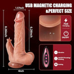 Thrusting Dildo Licking Vibrator - 8.26 Inch Vibrating Dildos With 9 Vibration 3 Thrusting And Heating Licking Modes For Anal Clit G-Spot Stimulation, Remote Control Adult Sex Toys For Women