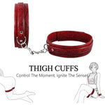 Bdsm Bondage Kit - Adjustable Handcuffs & Thigh Cuffs Restraints Set, Red Sex Toys For Couples & Women, Adult Role-Play, Sm Games, Bdsm Gear With Leather Straps (6Pcs)
