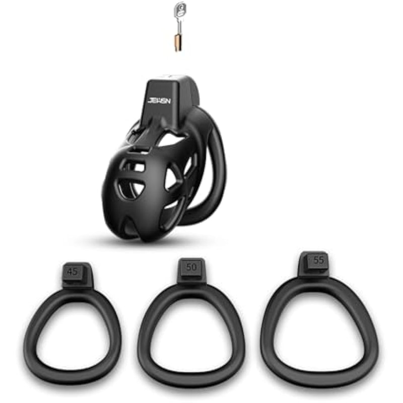 Lightweight Male Chastity Cage Bondage Gear & Accessories Penis Cage Smooth Kg Cock Cage Chastity Device Key Sex Toy For Men Black Chastity For Men With 3 Sizes Penis Rings?S?