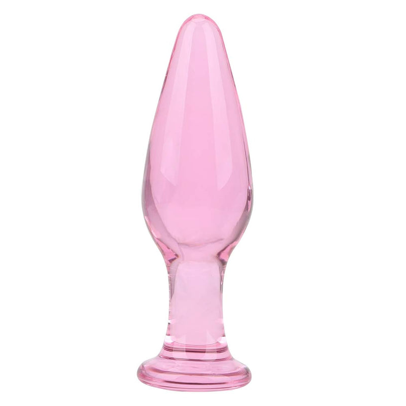 Fetish Small Pink Glass Anal Plug Little Crystal Butt Plug Sex Pleasure Wand Adult Sex Toy For Beginners (Round Base)