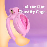 Male Chastity Cage With 4 Sizes Rings Cock Cage Asb+Resin Flat Chastity Device Invisible Lock Realistic Design Bondage Penis Cage Lightweight Adults Sex Toys For Men(Pink)