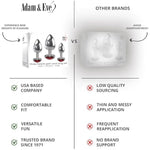 Three Hearts Gem Anal Plug Set, 3 Piece Polished Aluminum Butt Plug Kit With Sparkling Jewel Bases, Small Medium Large Sizes, Tapered Tips For Easy Insertion, Includes Velvet Storage Bag