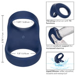 Viceroy Rechargeable Max Dual Cock Ring Silicone Sex Toy For Men - Blue