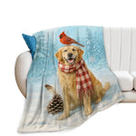 Golden Retriever Blanket Funny Dog Cardinal Throw Blanket Soft Warm Cozy Fuzzy Plush For Girls Women Lightweight Fleece Flannel Stuff Decor Blankets For Kids Adults 50"X40"