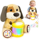 Stuffed Dog Musical Toys For Baby 6-12 Months+, Early Learning Light Up Music Drum, Perfect Christmas Birthday Gifts For Boy & Girl Age 1, 2 Years Old
