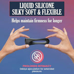 Flux Ring Cock Ring Noir - 100% Liquid Silicone Double Cockring For Adults, Stretchy & Flexible Sex Toys, Waterproof Adult Toys, Ergonomic Design Penis Ring, Ultra Soft Touch