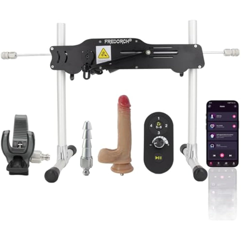 120W Sex Machine Intellgent App Wired-Wireless Controlled Double Rod Thrusting Machines For Women W/ Anti-Rotation System Attachements For Female Couples Stimulation(2 Rod App Wired Remote)