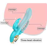 3 In 1 Silicone G-Spot Rabbit Anal Vibrator Vibrating Dildo Adult Sex Toys With 10 Vibrating Modes For Women Waterproof Rechargeable Clitoris Vagina Stimulator Massager Sex Things For Couple?Blue?