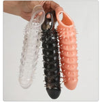 Penis Extender Realistic Textured,Ultra-Soft Thickened Clear Cock Sleeve Reusable Pennis Enlarger Condom Sex Toys For Men & Couple (White)