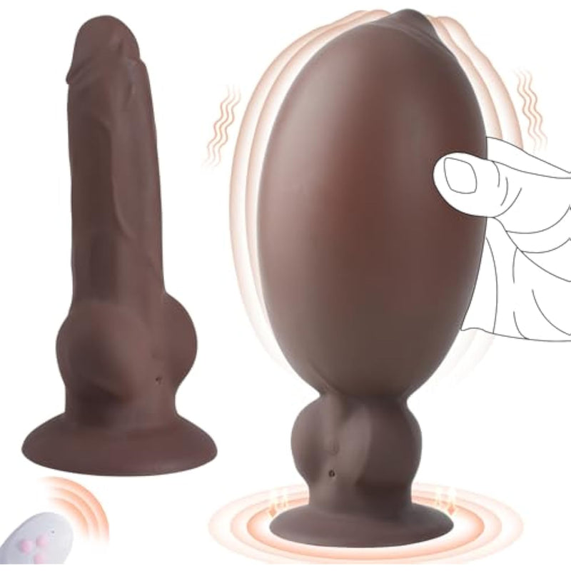 4.7'' To 8.3'' Anal Dildo Vibrator, Inflatable Dildo Black Dildo Vibrating Dildo With Adjustable Girth, Anal Sex Toys G Spot Stimulator Prostate Massager, Remote Control Couples Sex Toy (Brown)