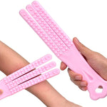 Textured Spanking Paddle For Sex Play, Rubber 3 Fingers Slapper With Bumps Flexible Flirt Toy For Sm Bondage Game Adult Couple 10.82 Inch Pink
