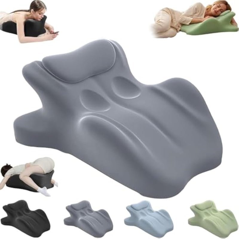 Couple Pillow, Sweet Spot Pillow, 27° Angle Perfect Position Ergonomic Contoured Support Pillow, Multi-Functional Memory Foam Lounger Cushion Back Support (Gray, Onesize)