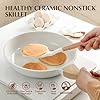 Nonstick Ceramic Frying Pan Skillet with Lid, 8 Inch Omelet Pan, Healthy Non Toxic Chef Pan, Induction Compatible Egg Pan with Heat Resistant Handle, PFAS-Free
