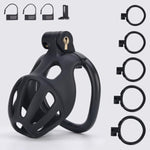 Male Chastity Cage, Large Chastity Device With 5 Sizes Rings And Invisible Lock For Man Penis Exercise Bondage Gear & Accessories Lightweight Adult Sex Toys (Tight Size - Black)