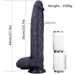 17.3'' Super Huge Black Dildo Long Cock Giant Monster Dildos, 3.1'' Thick Large Anal Sex Toy With Suction Cup Dildos Adult Toys For Women And Men Couples (Black)