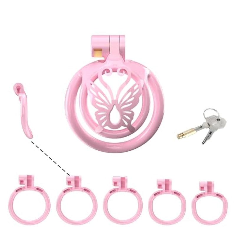 Sissy Chastity Cage For Men Pink Chastity Devices Lock Design Small Chastity Cage Male Penis Cage Cock Cage Bdsm Toys For Couples Sex (Pink,Wx-4)