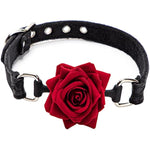 Black Leather Silicone Open Mouth Gag Ball With Rose Flower Mouth Pkug For Women Adult Play Mouth Sex Couple
