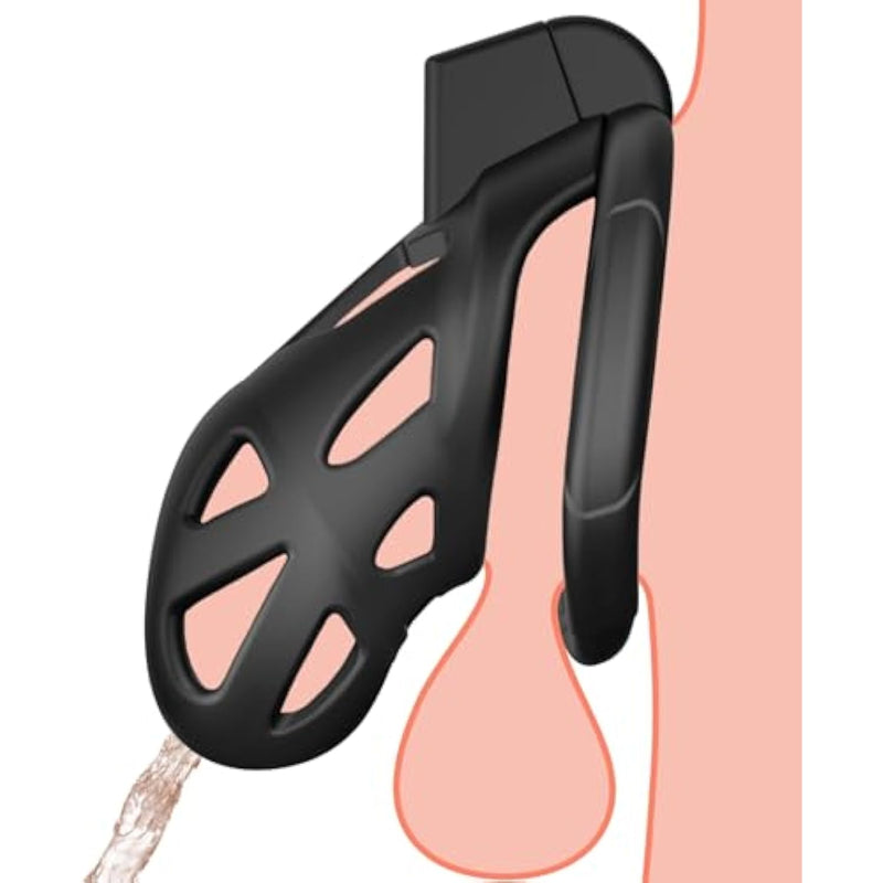 Male Chastity Device Cock Cage Chastity Locked Penis Cage For Penis Exercise With 3 Sizes Rings And Invisible Lock Abs (Black)