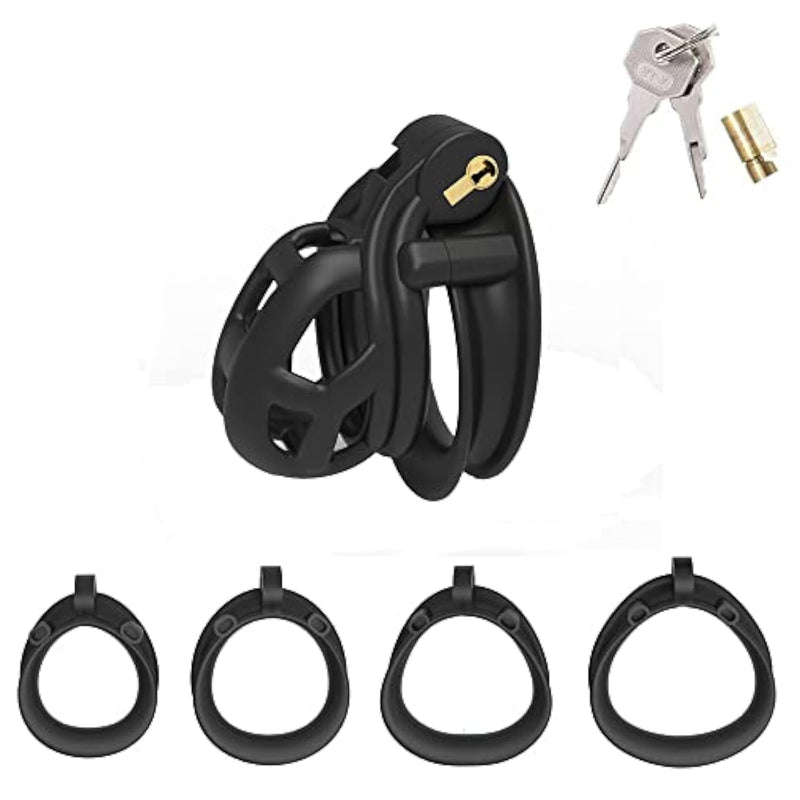 Male Chastity Device, With 4 Sizes Upgraded Ergonomic Comfortable Double Curved Arc Shape Rings For Penis Exercise, Bondage Restraint Kit For Sex Play, Sex Toy For Couples (Nub)