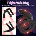 Triple Penis Ring For Men - Black Silicone Cock Ring For Harder Longer Stronger Erections - Erection Enhancing Sex Toy (S: 1.02-1.22 Inch)