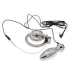 2 In 1 Electric Shock Anal Chastity Devices Set Penis Anal Exercise Chastity Cage With Anal Plug Combination Electric Shock Set Adult Sex Toy For Male Key And Lock Included