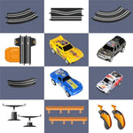 Slot Car Racing Track For Kids With 4 Cars Battery Or Electric Powered Dual Racing Game Featuring Flash Bridge And Pendulum Toys Tracks Sets Gift For Boys Grils Children 7,8,9-12 Years Old