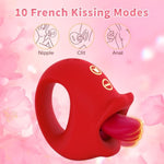 Vibrator Adult Sex Toys For Women, 2 In 1 Silicone Mouth Tongue Clitoral Stimulator Sex Toy With 10 Licking Biting & Vibrating Modes, G-Spot Vibrator For Female Couples Games Red