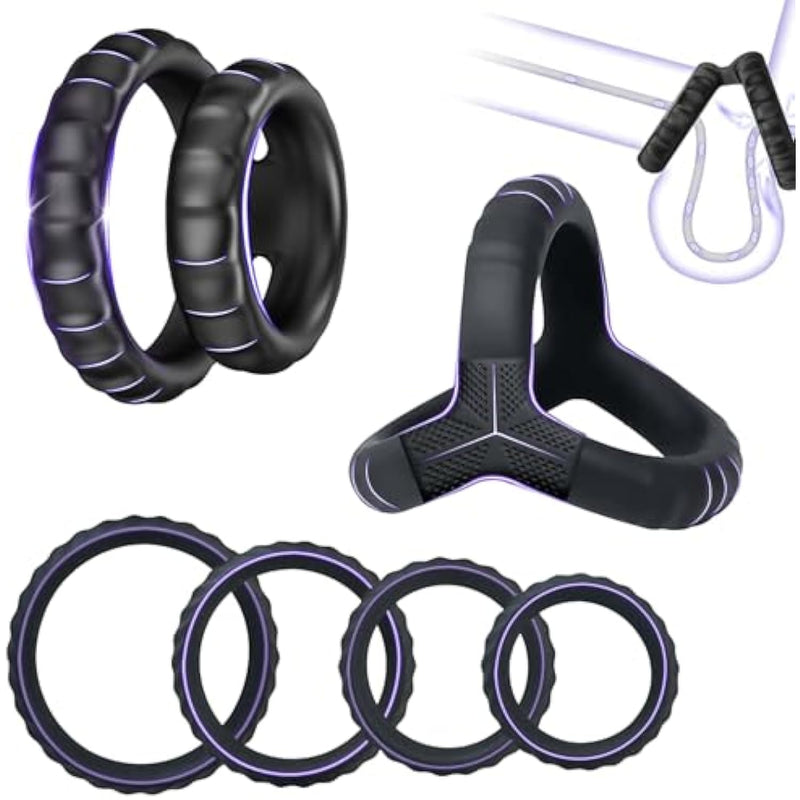 Male Silicone Penis Ring Set, 6 Different Sizes Thickened Penis Rings Cock Sex Stimulator For Enhanced Erection Long Lasting Firmness, Silicone Penis Enlarger Triangle Ring Adult Sex Toys