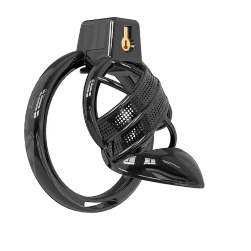 High-Heeled Design Male Chastity Cage, Cb Resin Penis Device With 6 Adjustable Flat Rings, Secure Bondage Restraint & Ventilation, Discreet Lock For S/M Training (Black,S)
