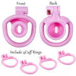 Negative Chastity Cage Small Cylindrical Inverted Locked Cock Cage With 4 Cockrings Male Set Sex Toy Adult Penis Bdsm Bondage Pink Sissy Chastity Device For Men (Short/ 27Mm Cage)