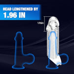 Large Glans Penis Sleeve Penis Ring, Reusable Cock Sleeve Extender Extends 1.96 Inch Realistic Textured Penis Extender Sheath For Men Penis Penis Ring Cuff Thickened Testicle Ring Couples Sex Toy