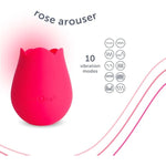 Rose Toy Vibrator For Women, Clitoral Stimulator Made Of Body-Safe Silicone, Waterproof, Usb Rechargeable And 10 Pulsing Settings, Red