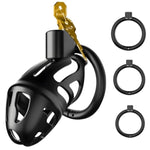 Chastity Cage Sex Toys For Man, Male Chastity Devices Cock Cage Belt Lightweight Penis Cage With 3 Sizes Rings And Invisible Lock (Black)
