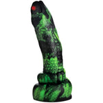 Python Silicone Dildo For Beginners, Men, Women, & Couples. Fantasy Dildo With Suction Cup Base. Harness Compatible, Premium Silicone. 1 Piece, Green & Black.