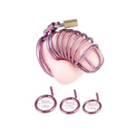 Cock Cage Stainless Steel Man Chastity Cage Chastity Device With Three Different Sized Penis Rings Penis Cage That Exercises The Male Chasity (Purple)