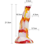 Soft Silicone Irregular Multi Colored Dildo Anal Toy Flexible Stimulate With Suction Base (Red+Yellow+White)