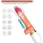 Silicone Automatic Thrusting Dildo with Wireless Remote, 10 Vibration Modes & 3 Telescopic Modes and Heating Skin