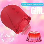 New Rose Sex Toy Vibrator For Women- Dual Layered Soft Silicone Clitoral Vibrators Adult Toys With 5 Tapping & Vibrating Modes, Sexual Pleasure Tools For Women Couples Girls Sex Games (Red)