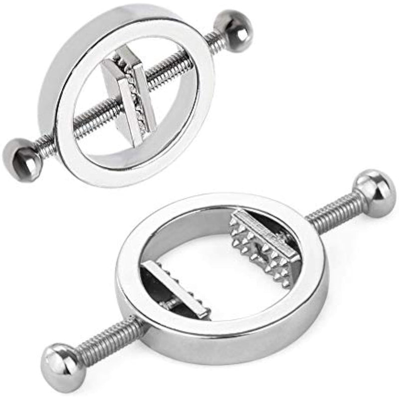 Stainless Steel Nipple Clamps Round Adjustable Nipple Clamp Set Body Restraints Female Sm Sex Toy